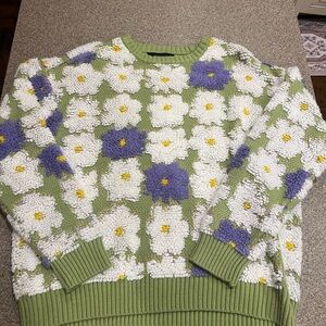 Forever 21 Green and Purple Floral Sweater